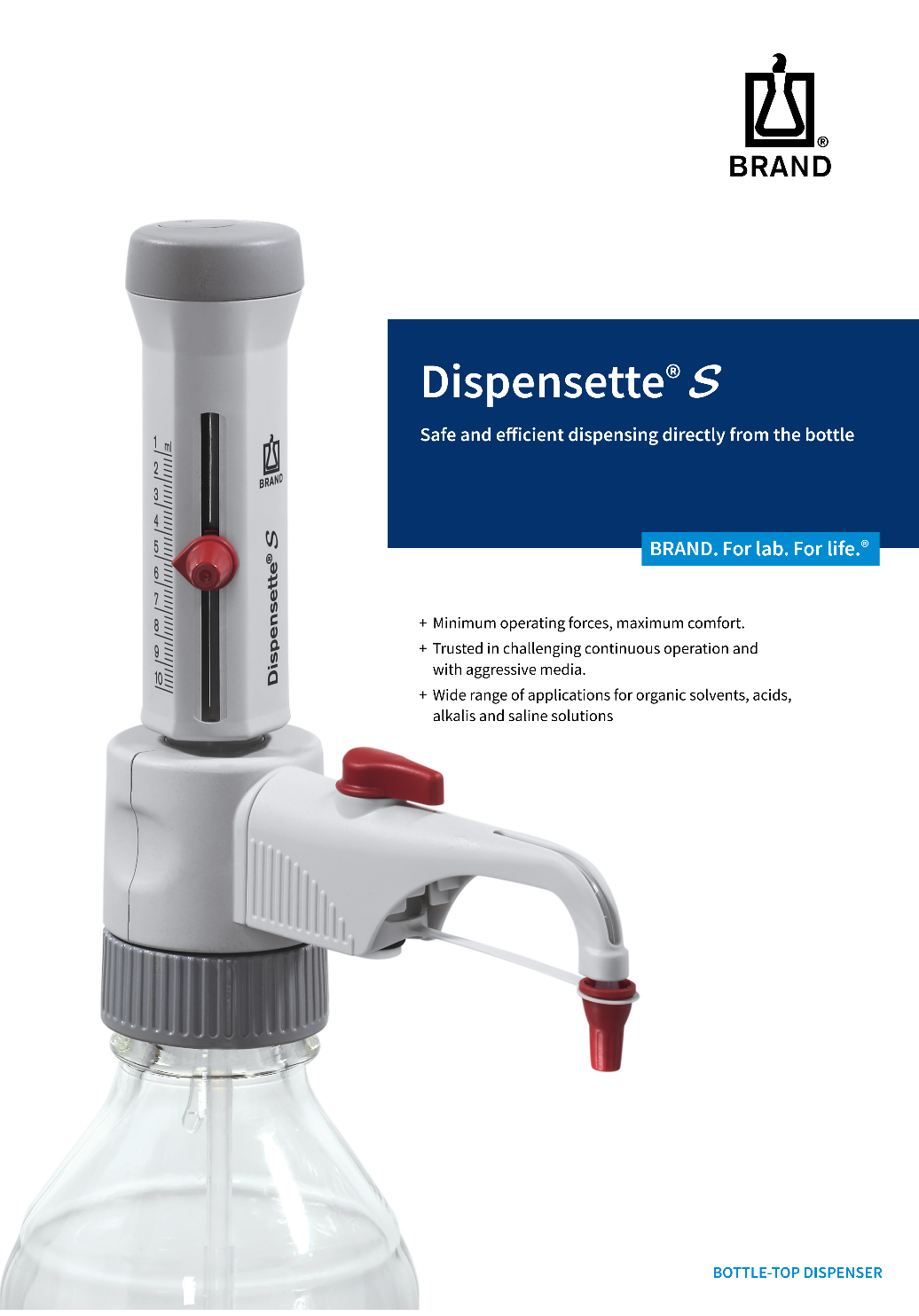 Dispensette® S Analog-adjustable สำหรับสารละลายกรด เบส-Brand