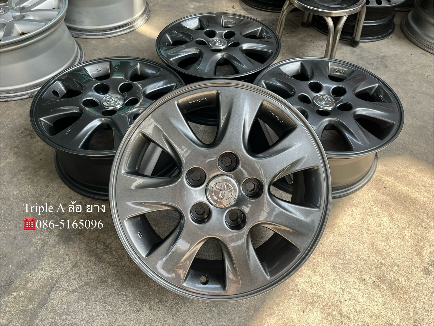 ✨ล้อแม็ก 5รู114✨Toyota ขอบ 15 สีเทาไฮเปอร์💖สวยกริ๊บ🚘Revo Vigo Camry Innova 5รู114 ได้เลย