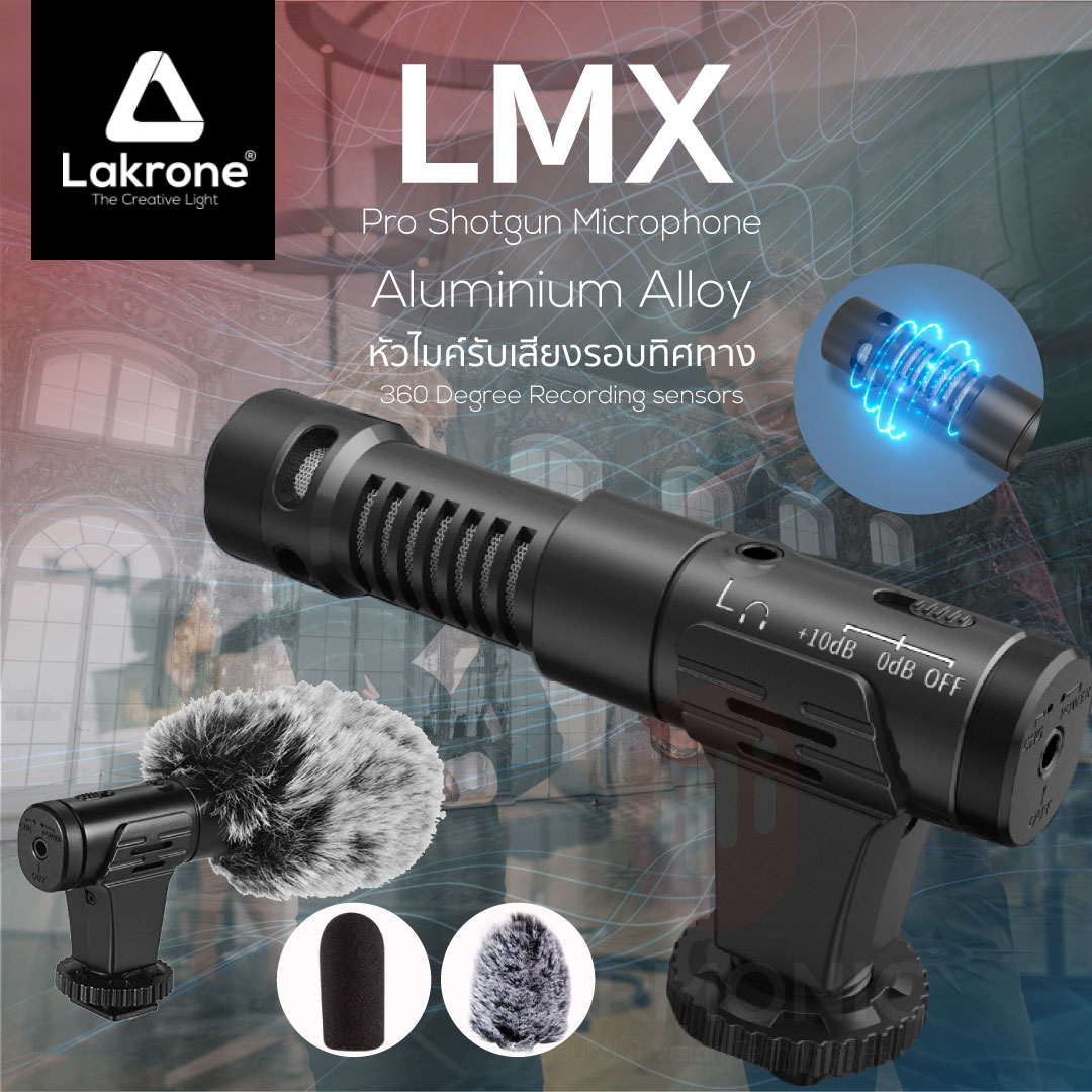 LMX ไมโครโฟน Shotgun อัดเสียงสำหรับมือถือและกล้อง LIVE Interview & podcast