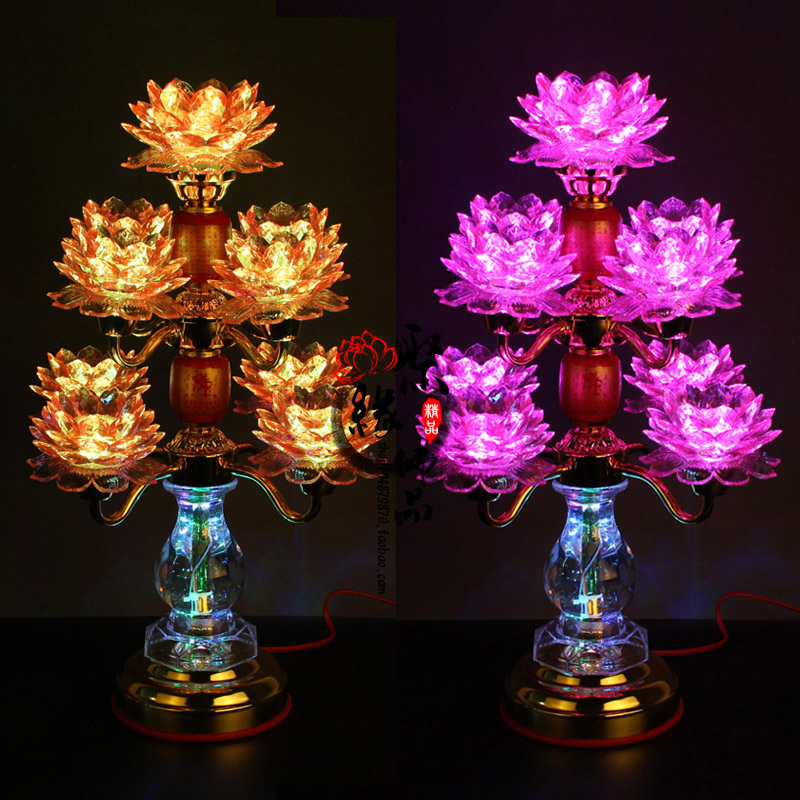 โคมไฟคริสตัลดอกบัว(LED) สำหรับจุดบูชาพระโพธิสัตว์,พระพุทธ,ตกแต่งหิ้งบูชา เสริมมงคล