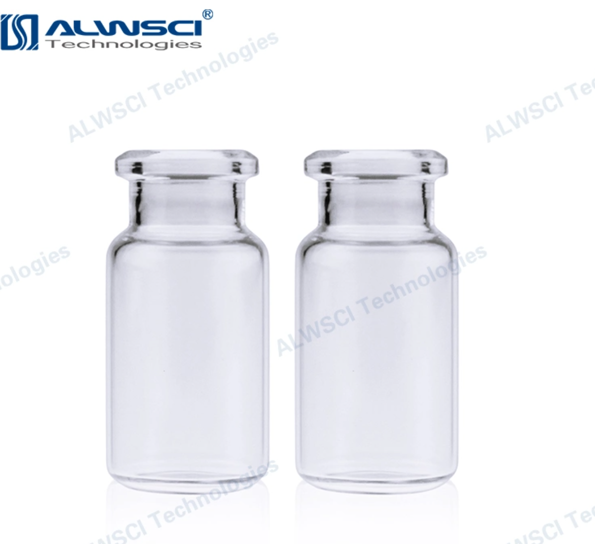 10mL Clear Glass 22.5x46mm. 20mm Beveled Edge. Flat Bottom. Crimp Headspace Vial (100ชิ้น/แพ็ค)