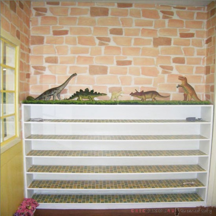 DBS-11 Wallpaper Sticker วอลล์เปเปอร์ไวนิล แบบมีกาวในตัวลายกำแพงหินส้ม หน้ากว้าง 60 cm