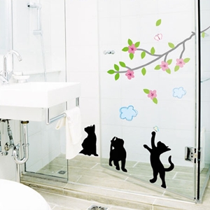 KRS-0104 Wall sticker กิ่งไม้ แมว ขนาด 35x50 cm