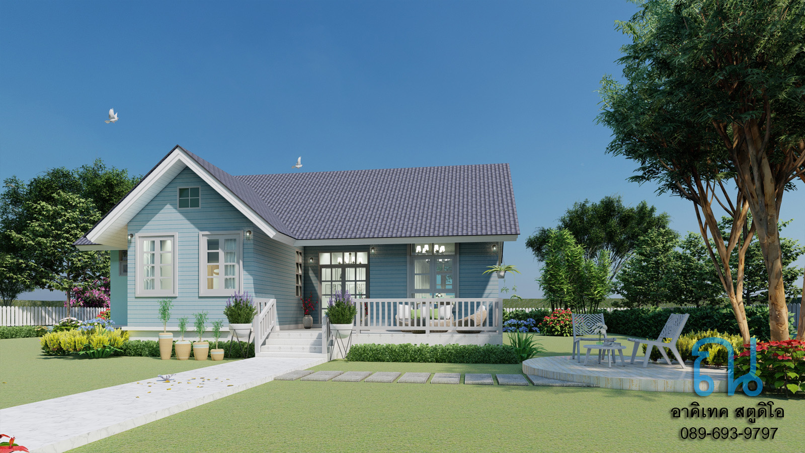 แบบบ้านชั้นเดียว สไตล์วินเทจ NA-010 ขนาด 82 ตร.ม 2 ห้องนอน 2 ห้องน้ำ