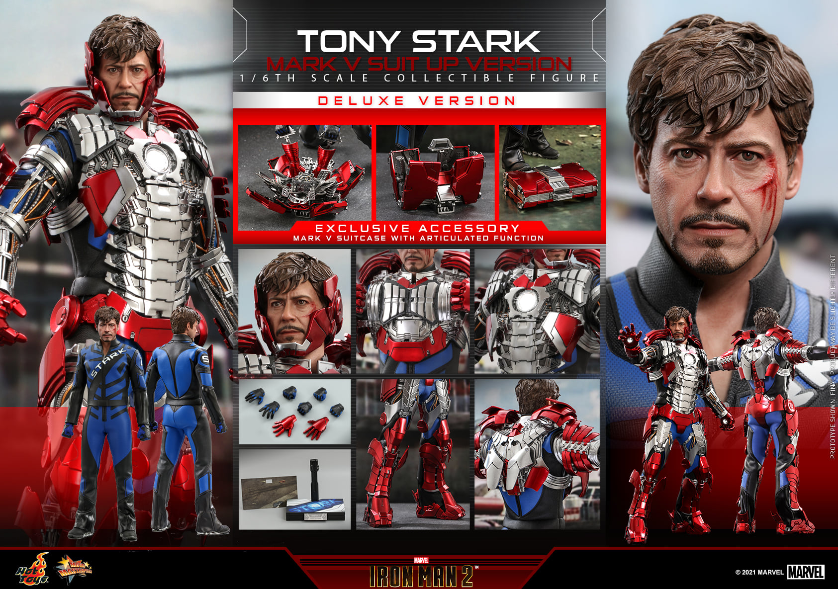 Hot Toys MMS600 1/6 Iron Man 2 - Tony Stark Mark V Suit up Version (Deluxe Version)