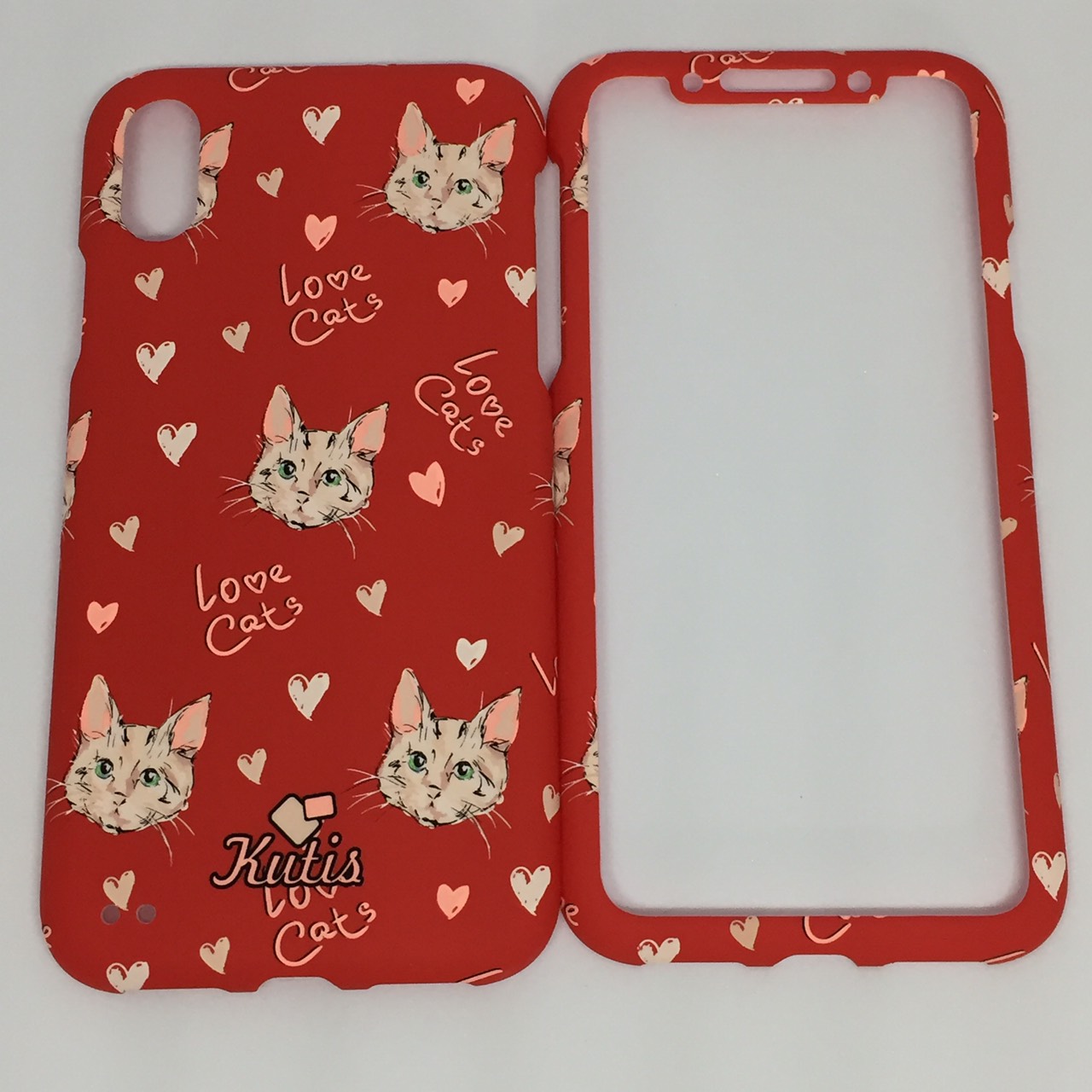 เคสคูทิส (Kutis) ไอโฟนX,XS(ลายแมวหน้าเล็กสีแดง)