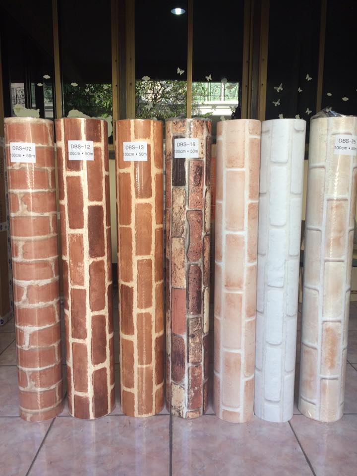 DBS-23 Wallpaper Sticker วอลล์เปเปอร์ไวนิล แบบมีกาวในตัวลายอิฐส้มอ่อน หน้ากว้าง 100 cm