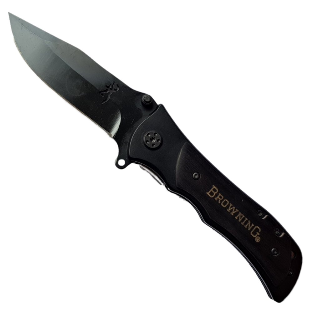 มีดพับ BROWNING ขนาด 7.9 นิ้ว (20 ซม.) ด้ามอลูมิเนียมเข้าประกับไม้สีดำ