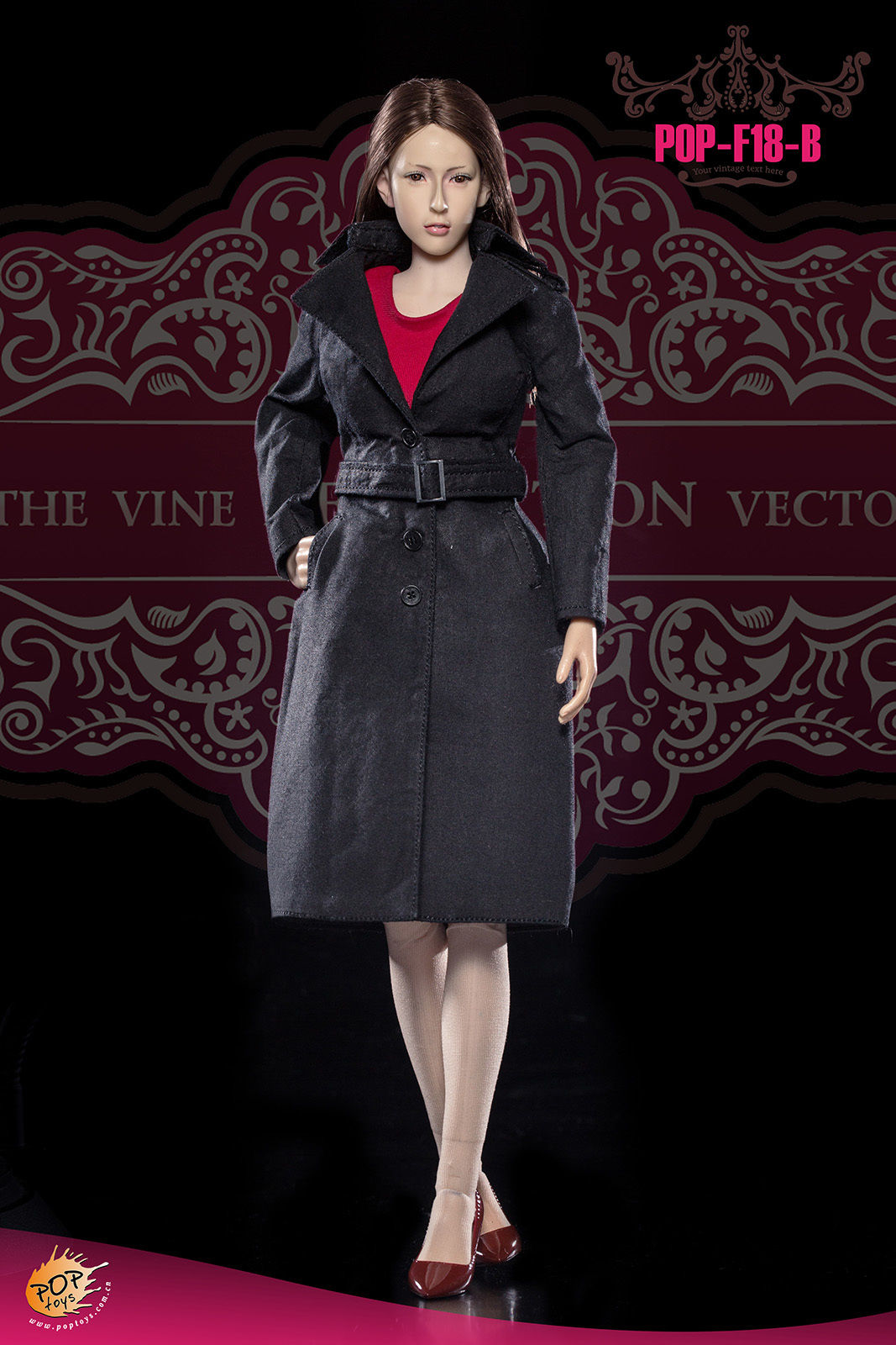 POPTOYS F18B The British Women's Windbreaker Suit ชุดคลุมสีดำ