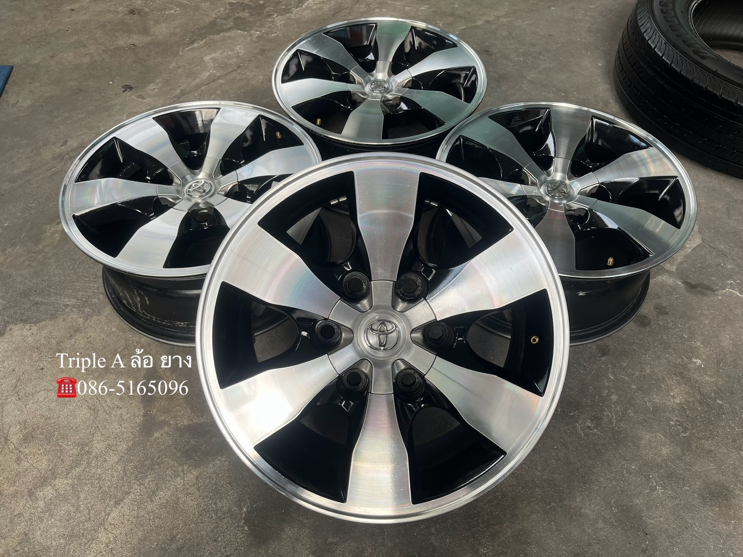✨ล้อแม็ก 6รู139✨Toyota Vigo ขอบ 16 ดำหน้าเงา💖สภาพสวย💖