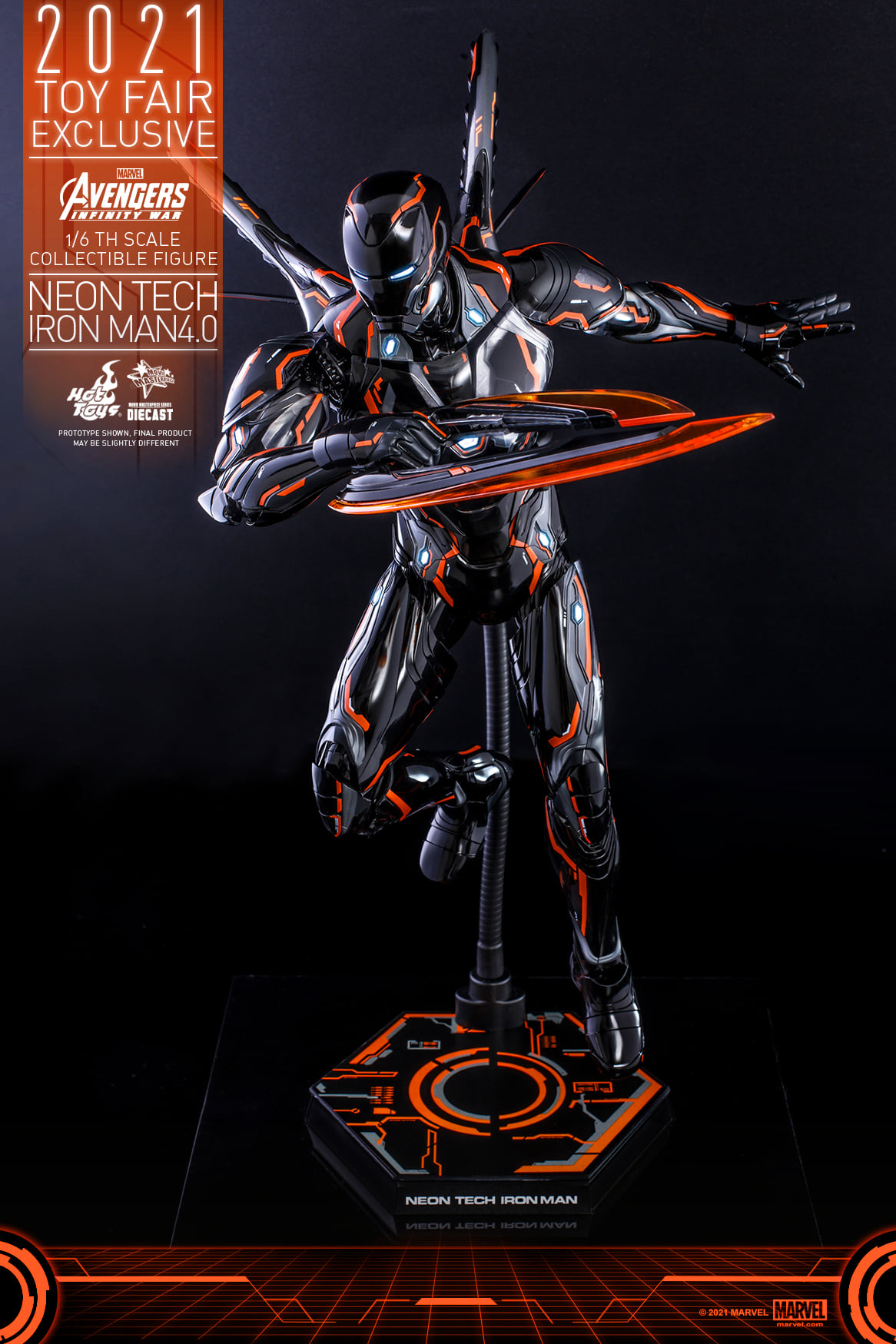 Hot Toys MMS597D39 1/6 Avengers: Infinity War - Neon Tech Iron Man 4.0 [Toy Fair Exclusive 2021]