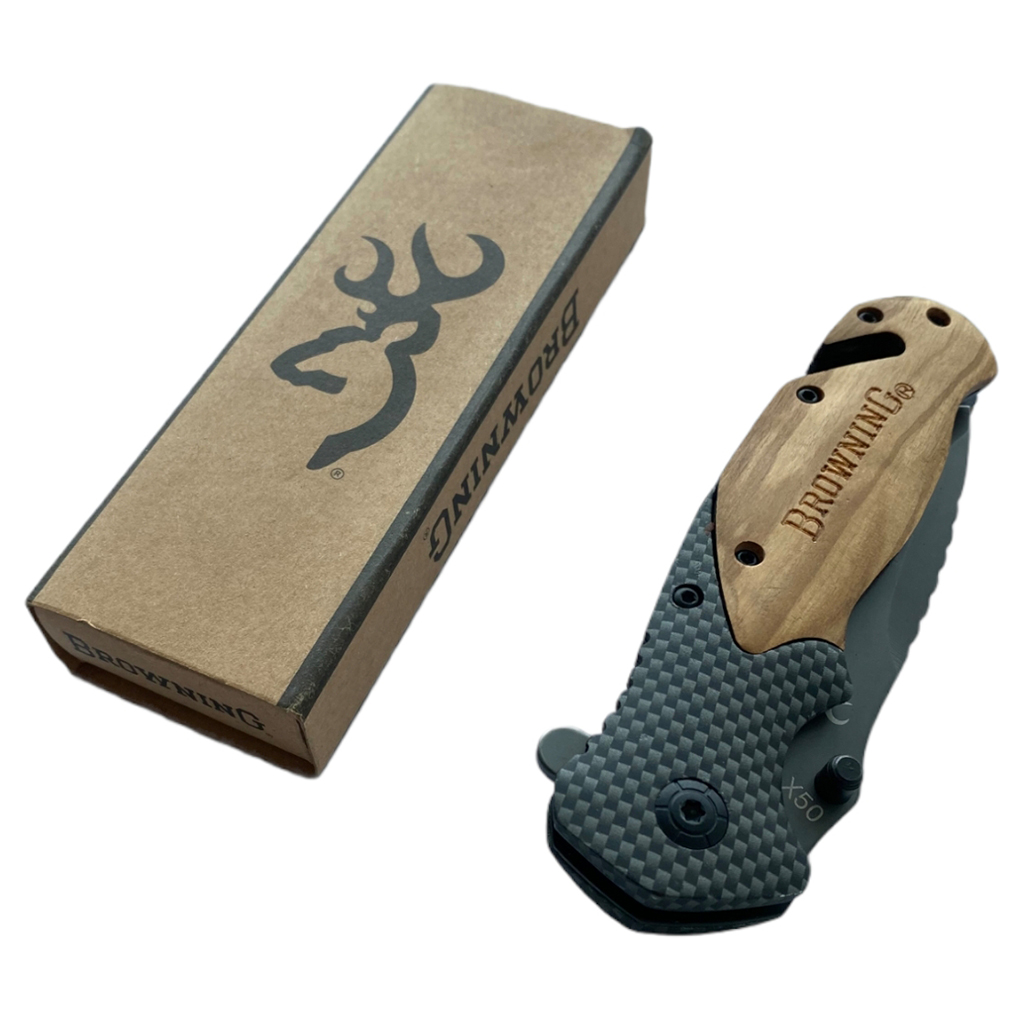 มีดพับ Browning X50 ขนาด 8 นิ้ว (20.5 ซม.) ด้ามประกับไม้