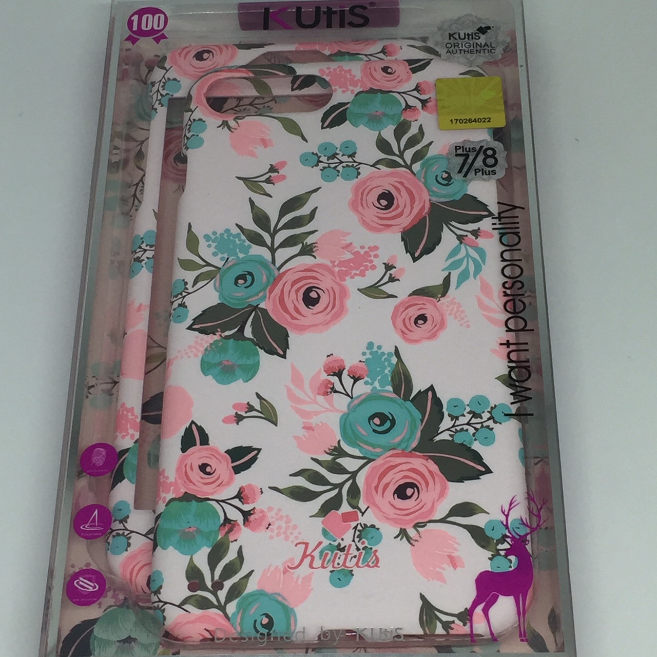 เคสคูทิส(Kutis)ไอโฟน7พลัส,8พลัส(ลายดอกไม้สีพื้นสีชมพูอ่อน)มาใหม่ เคสประกบหน้า-หลัง เคสเรืองแสง เคสลายวินเทจ