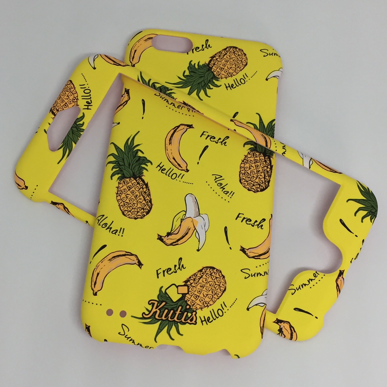 เคสคูทิส (Kutis) ไอโฟน6,6S(ลายสัปปะรดกับกล้วยพื้นหลังสีเหลือง)