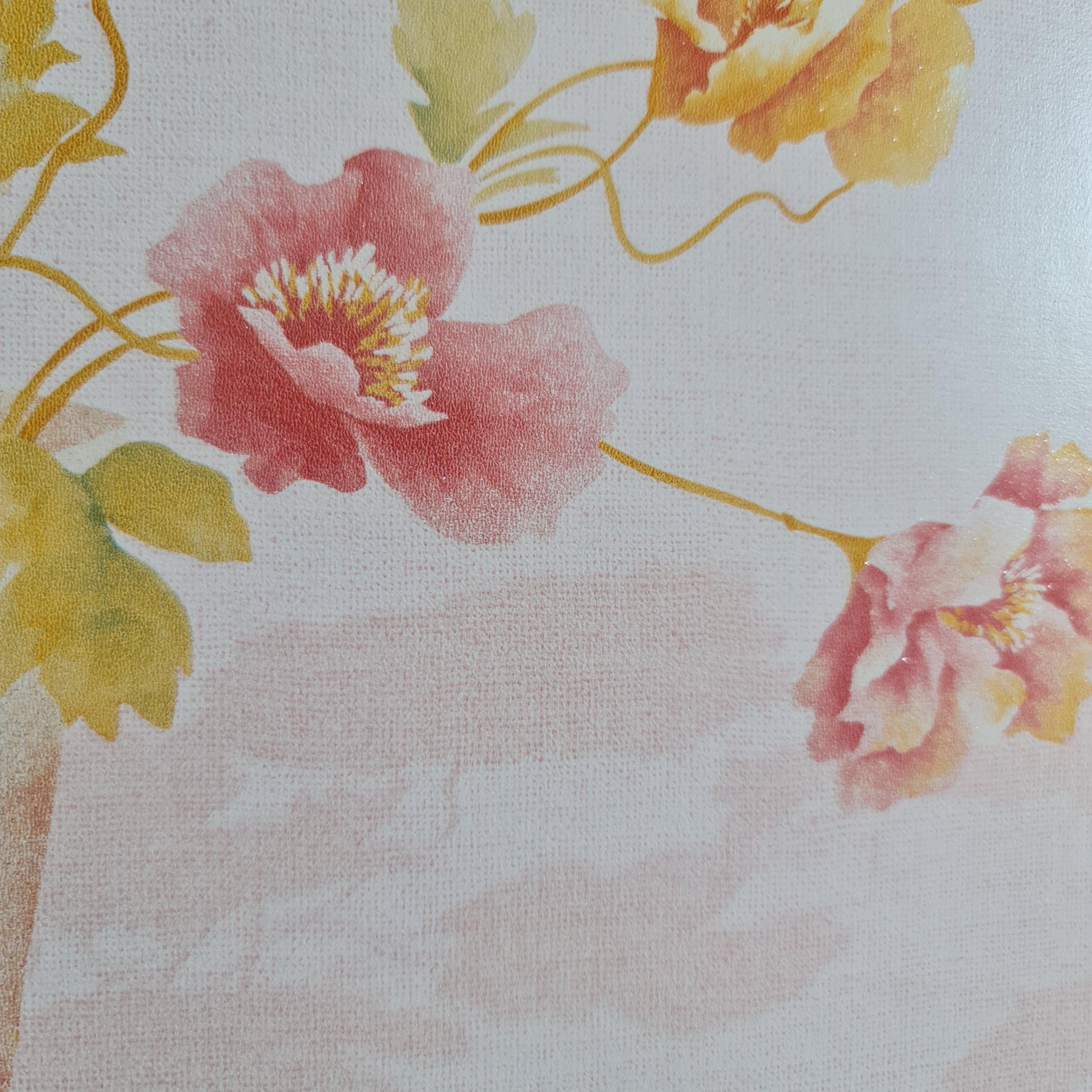 GP-11503 สติกเกอร์มีกาว ลายดอกกุหลาบในแจกัน แนววินเทจ หน้ากว้าง 100 cm