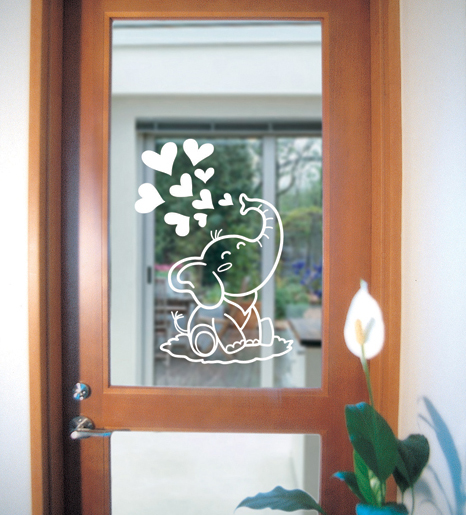 SGWST-28W Wall Sticker ไดคัท ลายช้างน้อยพ่นหัวใจ / ขนาดเเผ่น 31.5 x 39.5 cm