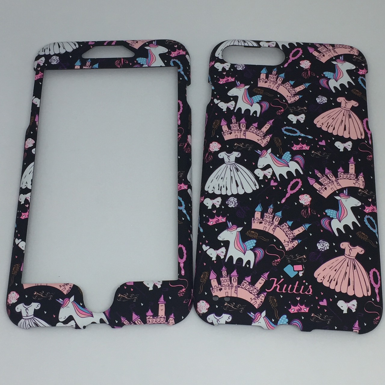 เคสคูทิส(Kutis)ไอโฟน7พลัส,8พลัส(ลายกระโปรงกับปราสาทสีดำ)มาใหม่ เคสประกบหน้า-หลัง เคสเรืองแสง เคสลายวินเทจ