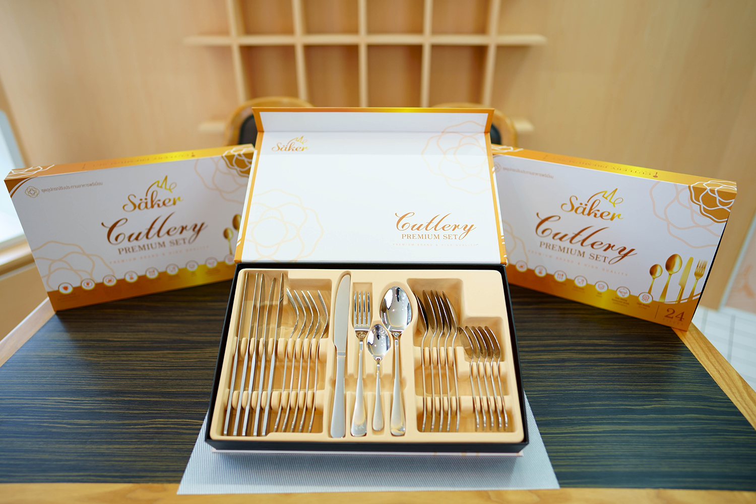 ลด46.7% Säker ชุดอุปกรณ์รับประทานอาหารแบบปลอดสารพิษ(มีใบรับรองยืนยัน)ครบชุด ชุดใหญ่ สเตนเลสสตีลแท้100% แบบหนา ได้ทั้งหมด 24ชิ้น พรีเมี่ยมเกรด เกรดที่ใช้ในภัตตาคารในยุโรปรวมถึงประเทศฝรั่งเศส