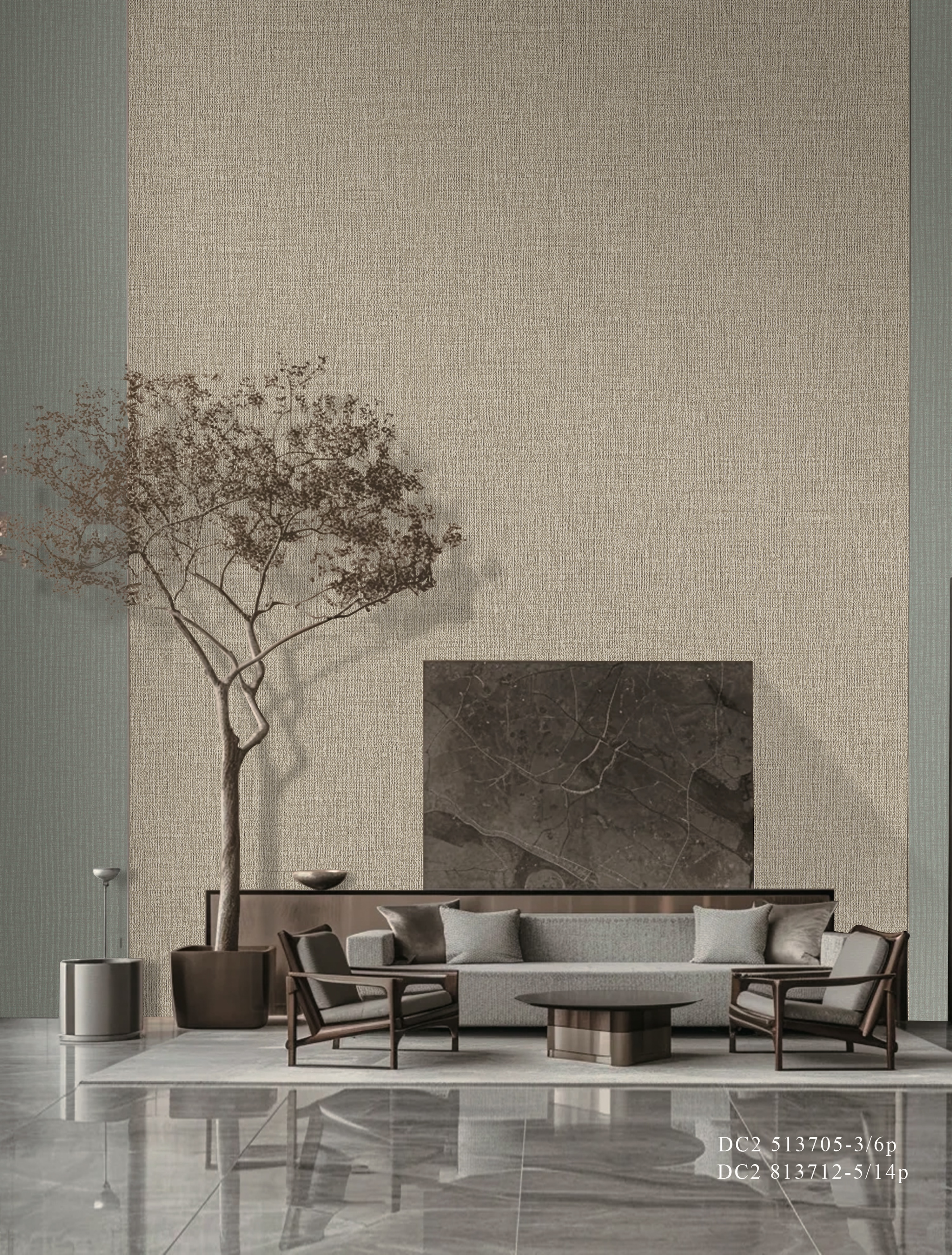 วอลเปเปอร์หลังผ้า พรีเมียมหรู ผิวสัมผัสหนา ทนทาน กันลามไฟ : Fabric-Backed Wall Paper