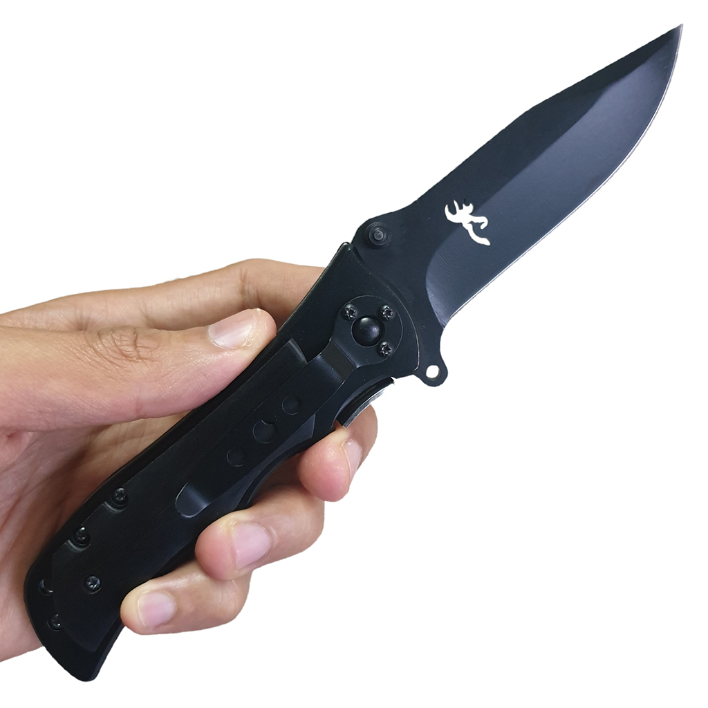 มีดพับ BROWNING ขนาด 7.9 นิ้ว (20 ซม.) ด้ามอลูมิเนียมเข้าประกับไม้สีดำ