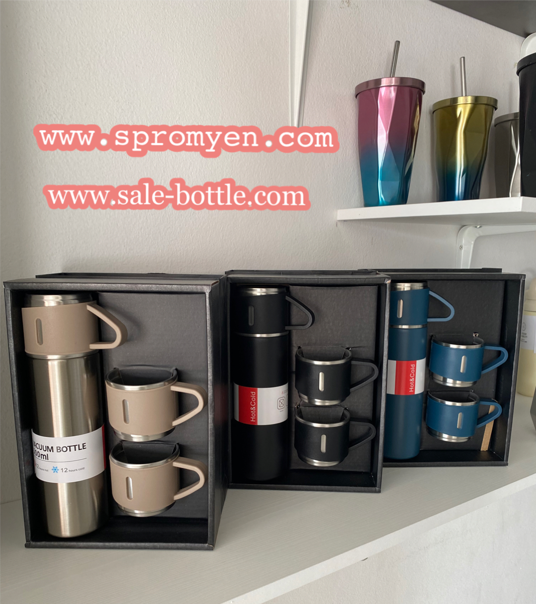 ชุดกิ๊ฟเซ็ทกระบอกน้ำสแตนเลส+แก้วน้ำสแตนเลส