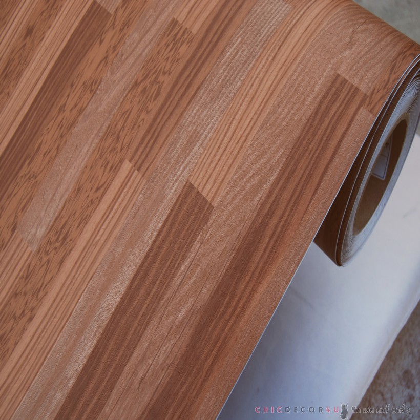 พีวีซีปูพื้น ลายไม้ สีส้ม JP-005 หน้ากว้าง 100 ซม หนา 0.6 มม ยาวเมตรละ