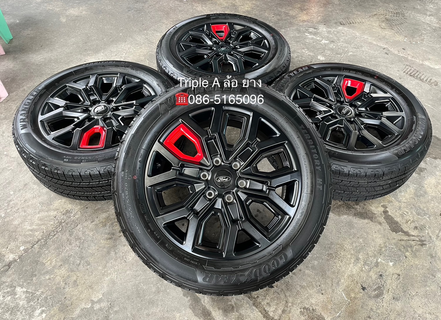 💥ปี25💥✨ล้อแม็กพร้อมยางใหม่ป้ายแดง✨Ford Ranger Stormtrak ขอบ 20 ดำก้านแดง💖ใหม่กริ๊บ💖