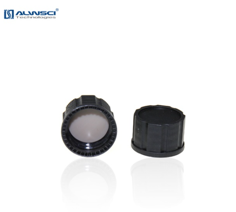 ฝาทึบสีดำ 18-400 Black, Closed Top PP Cap + PTFE/White Silicone Septa 1.5mm (100 ชิ้น/แพ็ค)