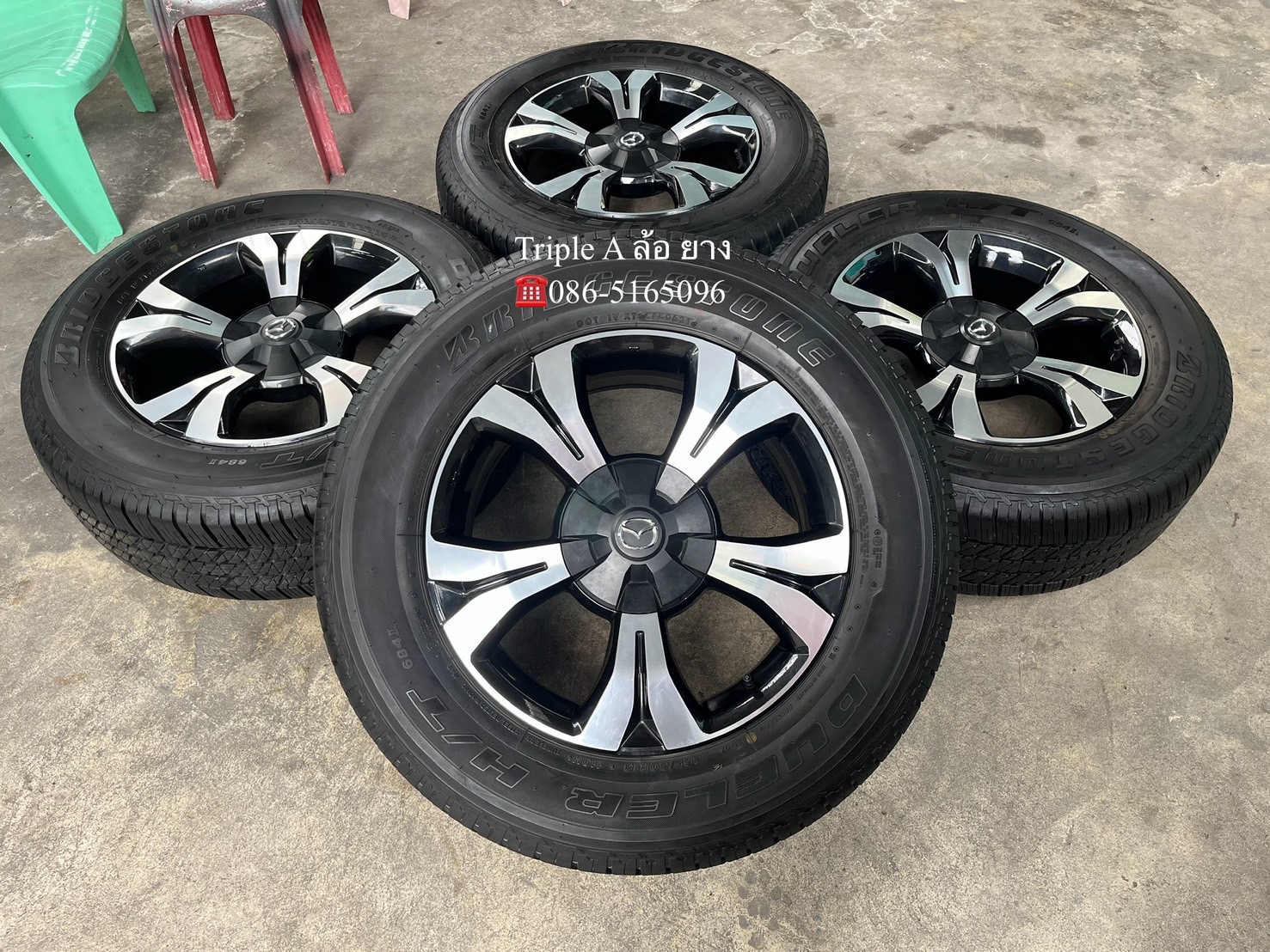 ✨ล้อแม็ก✨Mazda BT50 รุ่นใหม่ล่าสุด ขอบ 18 ดำหน้าเงา พร้อมยาง 265-60-18 Bridgestone ปี 21