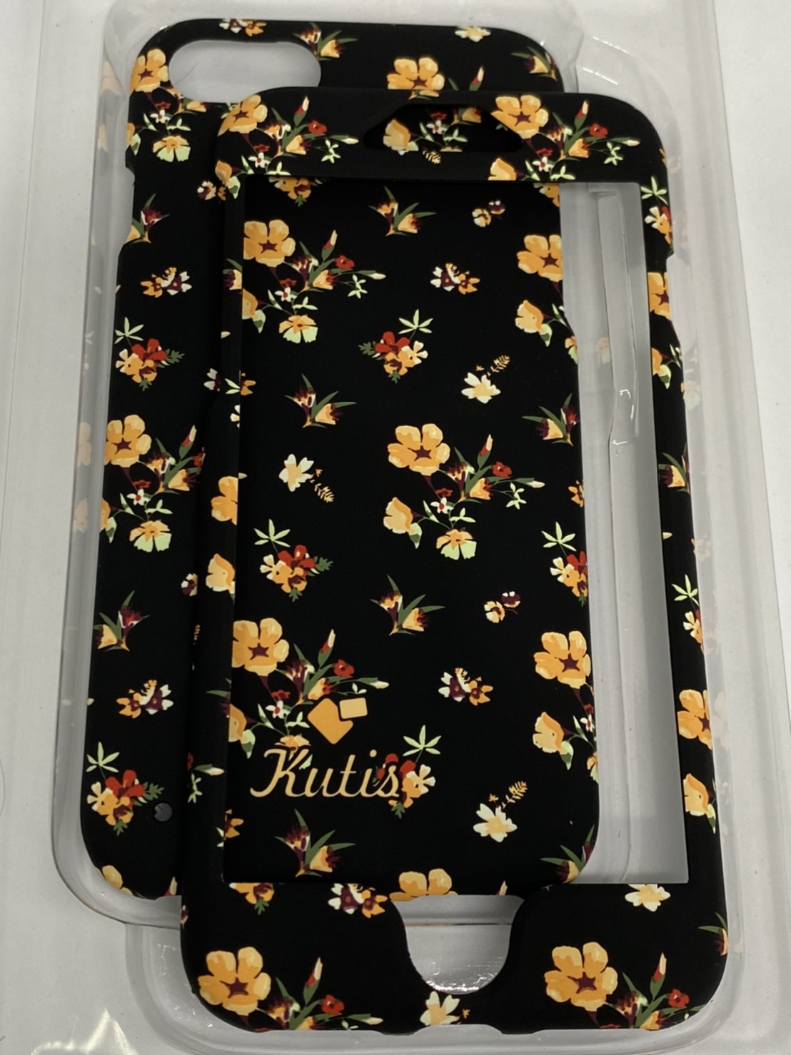 เคสคูทิส(Kutis)เคสไอโฟน7,8,SE2020(ลายดอกไม้ช่อดอกสีส้ม)มาใหม่ เคสประกบหน้า-หลัง เคสเรืองแสง เคสลายวินเทจ ร้านSuperhero Klongthom