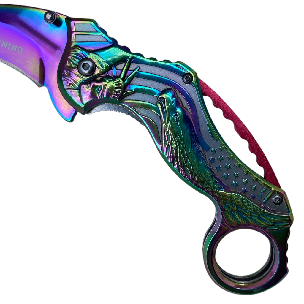 มีดพับ มีดคารัมบิต Browning Karambit Knife สีรุ้งขนาด 7.5 นิ้ว (19 ซม.)