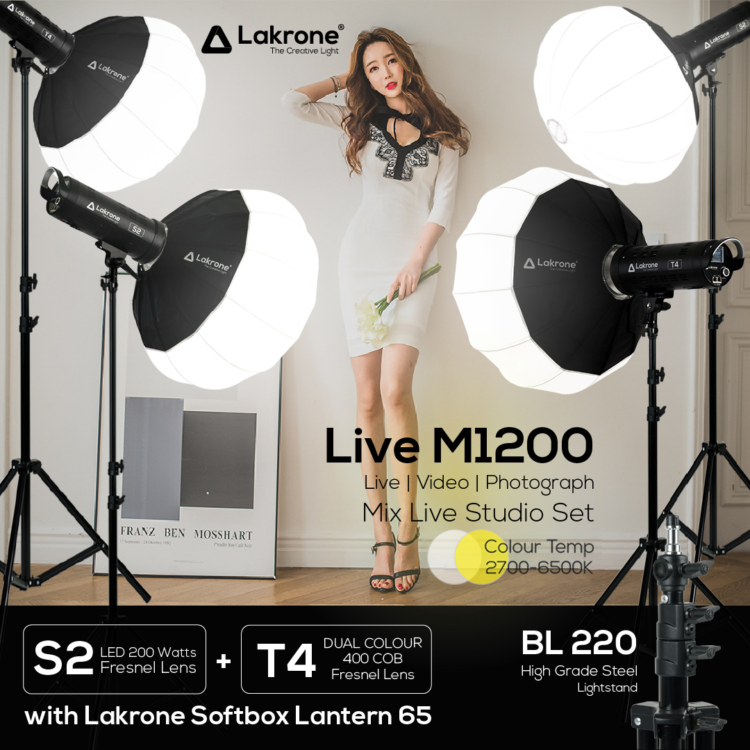 Live M1200 Mix Live Studio Set 1200 Watts ชุดไฟผสมสำหรับไลฟ์ 1200 วัตต์ 2700 - 6500K รีวิว สอน ถ่ายวีดีโอ หนังสั้น ถ่ายภาพ ไฟสอนออนไลน์ รีวิวอาหาร รีวิวเครื่องสำอางค์ สอนโยคะนำกิจกรรม