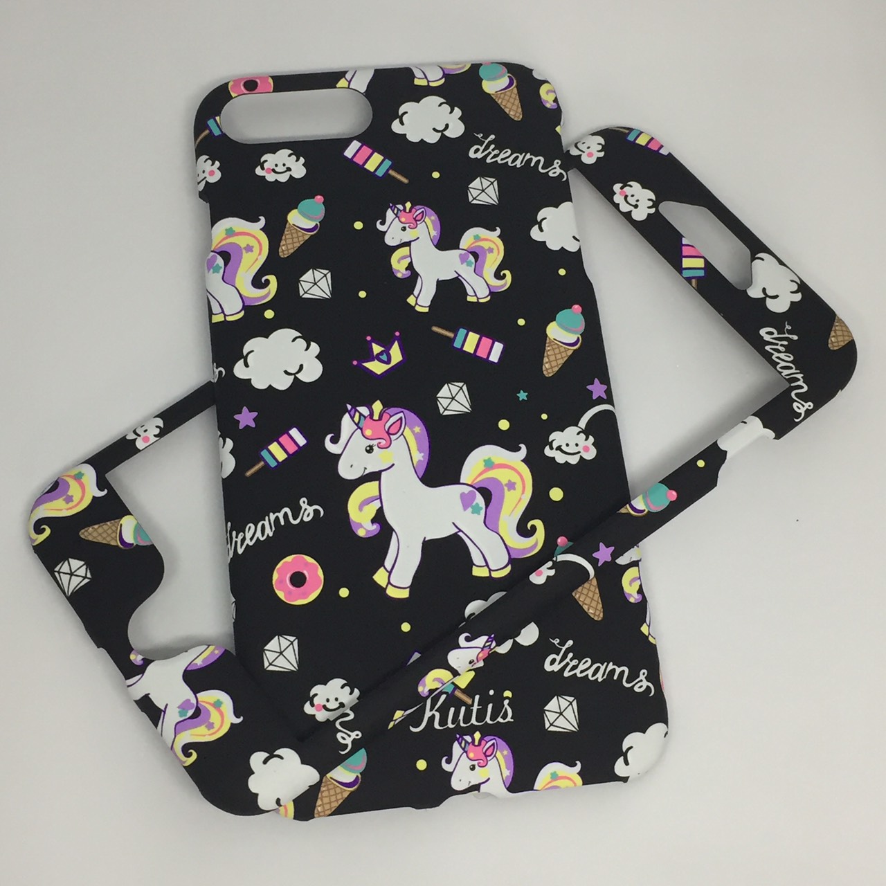 เคสคูทิส (Kutis) ไอโฟน7พลัส,8พลัส(ลายม้ายูนิคอร์นพื้นหลังสีดำ)