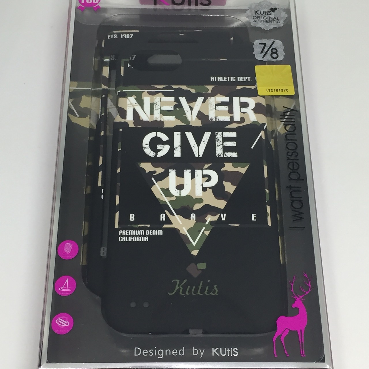 เคสคูทิส(Kutis)เคสไอโฟน7,8,SEปี2020(ลายNeverGiveUp)มาใหม่ เคสประกบหน้า-หลัง เคสเรืองแสง เคสลายวินเทจ ร้านSuperhero Klongthom