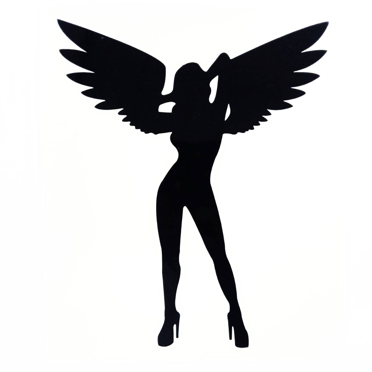 ***ชิ้นสุดท้าย*** car-061 car sticker angel / สติ๊กเกอร์ติดรถ ลายนางฟ้า 14x11.5 cm (สีดำ)