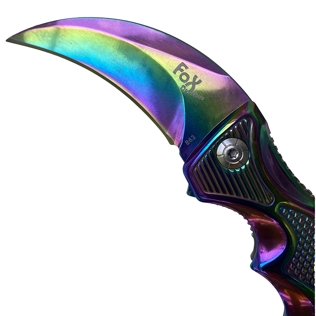 มีดพับ มีดคารัมบิต FOX Outdoor Karambit Knife B63 (สีรุ้ง)