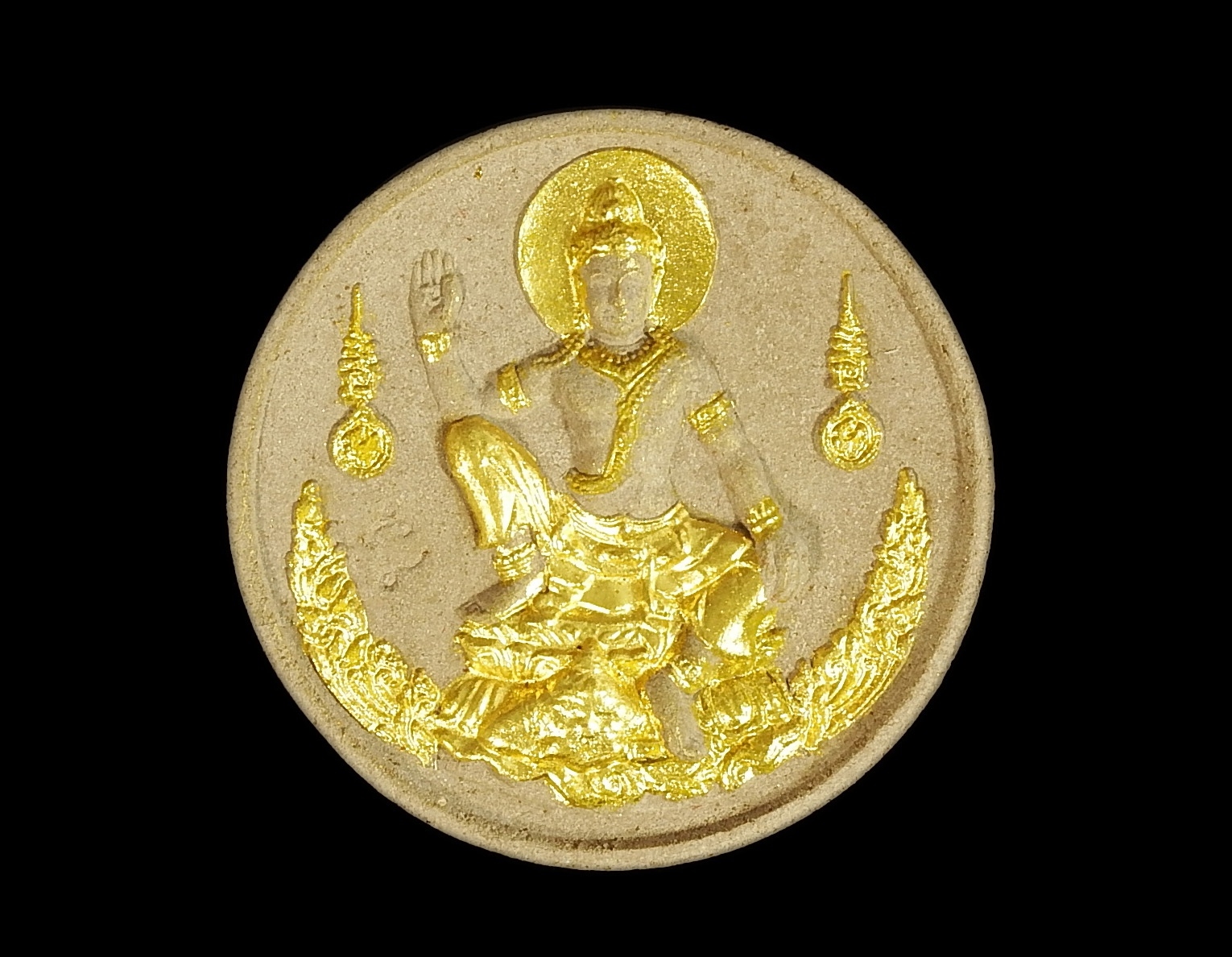 จตุคามรามเทพ รุ่นมหาโชค มหาชัย วัดป้อมวิเชียรโชติการาม เนื้อไม้ทาโร่ปัดทอง