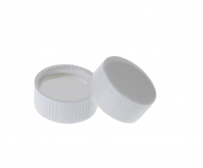 22-400 White Closed Top PP Cap with White PE Septa (100 ชิ้น/แพ็ค)