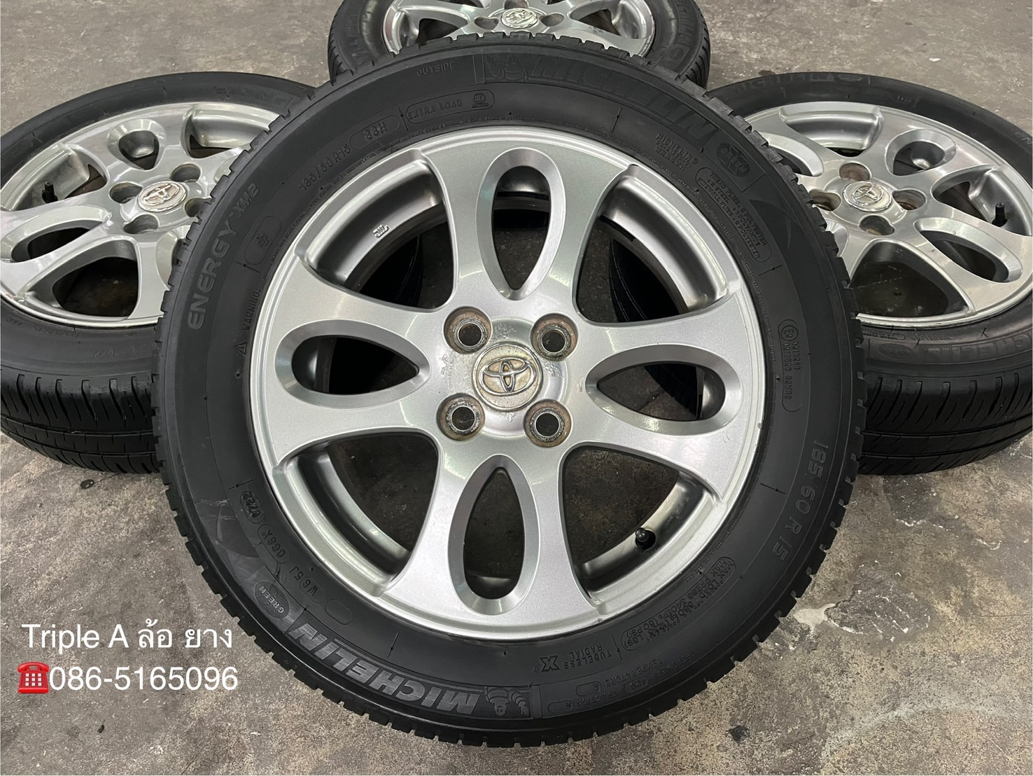 ✨ล้อแม็ก 4รู100✨Toyota Vios รุ่นพิเศษ ขอบ 15 สีเทา พร้อมยาง 185-60-15 Michelin ปี 22