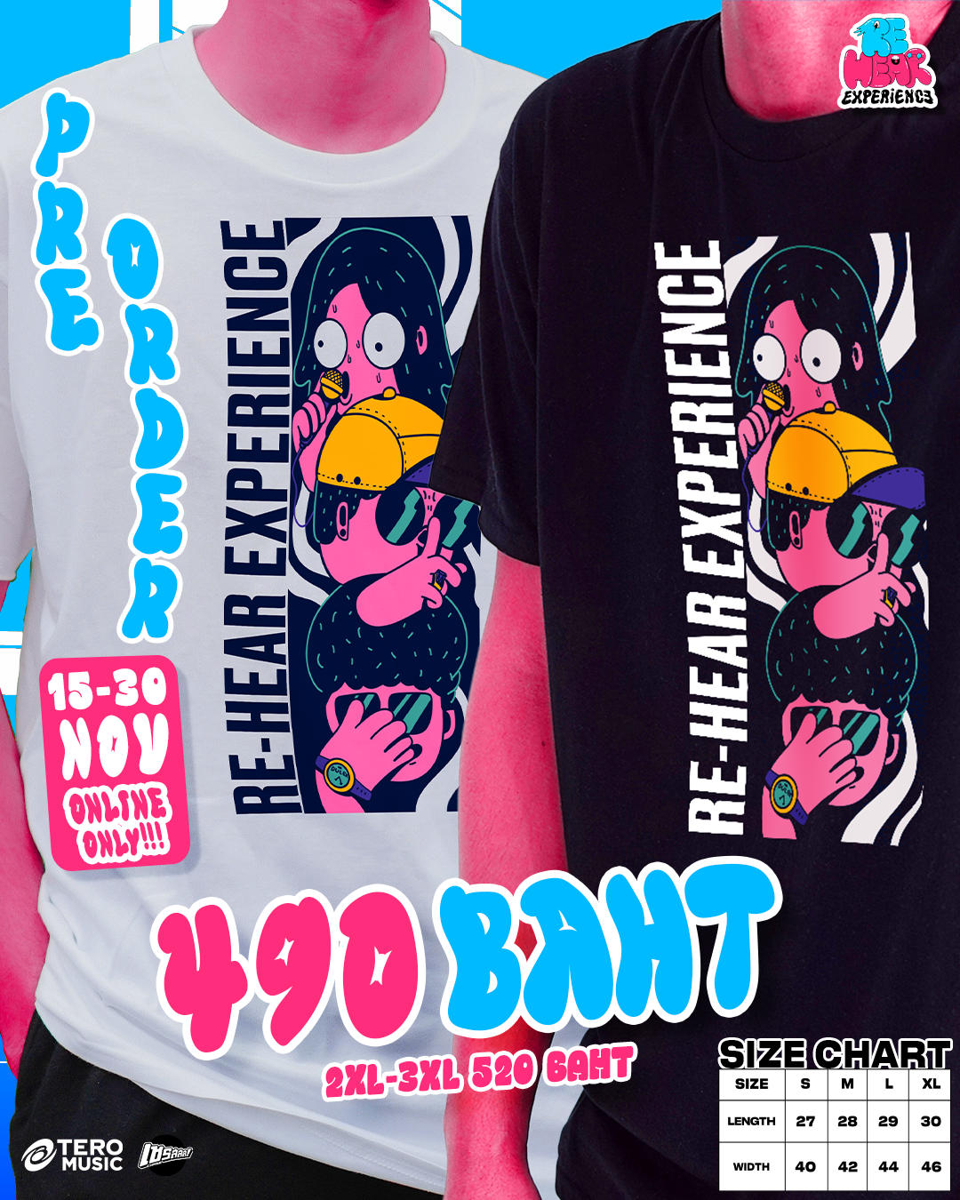 T-Shirt : RE-HEAR EXPERIENCE สีดำ