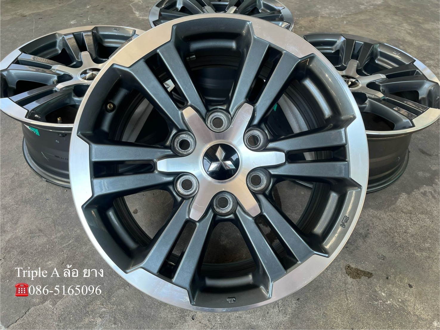 ✨ล้อแม็ก 6รู139✨Mitsu Triton Plus ขอบ 17 เทาหน้าเงา