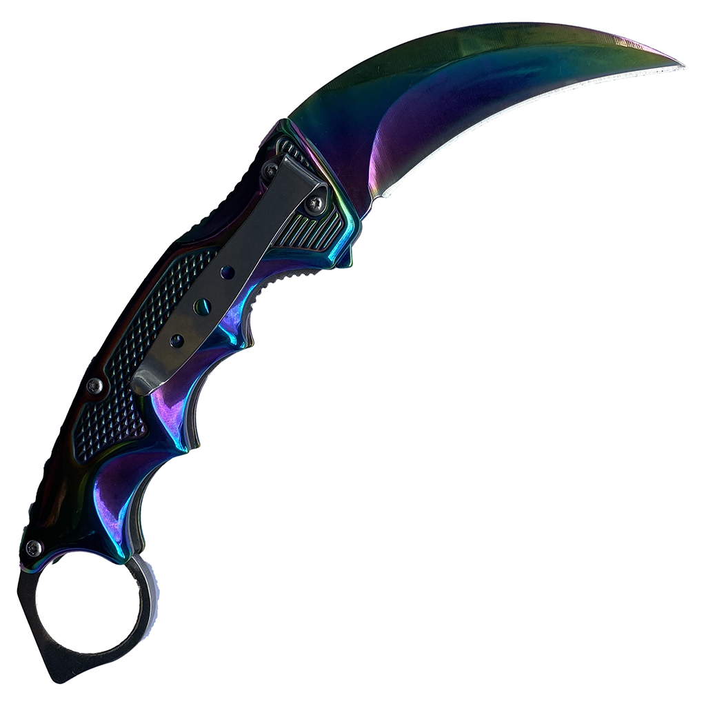 มีดพับ มีดคารัมบิต FOX Outdoor Karambit Knife B63 (สีรุ้ง)