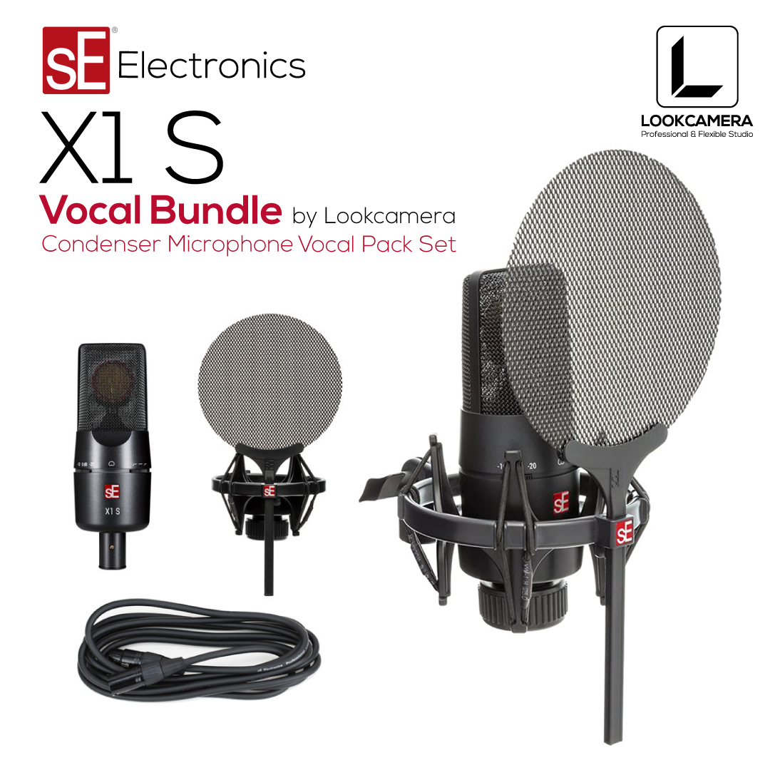 sE Electronics X1 S Vocal Bundle ชุดไมโครโฟนคอนเดนเซอร์พร้อมที่จับไมค์และตัวกรองเสียงพร้อมสาย สำหรับอัดเสียงพูดเสียงร้อง