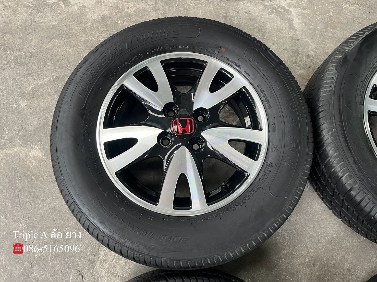 ✨ล้อแม็กพร้อมยาง✨Honda Brio ขอบ 14 ดำหน้าเงา💖สวยกริ๊บ💖