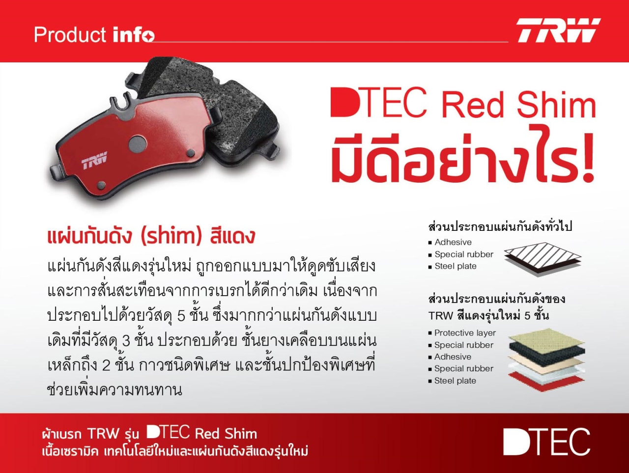 ผ้าเบรค TRW Dtec - Sonic (หน้า)