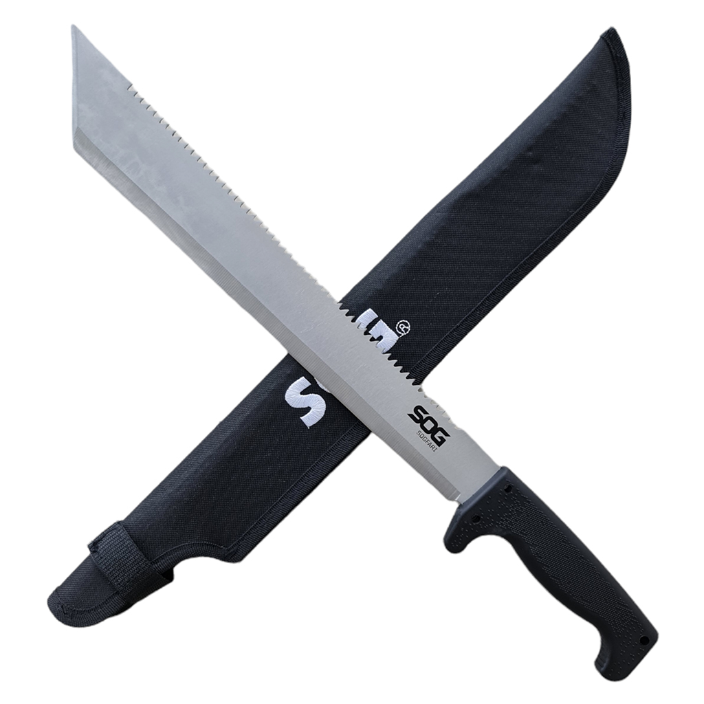 มีดเดินป่า มีดมาเชเต้ มีดใบตาย SOG SOGfari Machete ยาว 21 นิ้ว (53 ซม.) ใบมีดสีเงินพร้อมซองผ้าไนล่อนสำหรับเก็บมีด