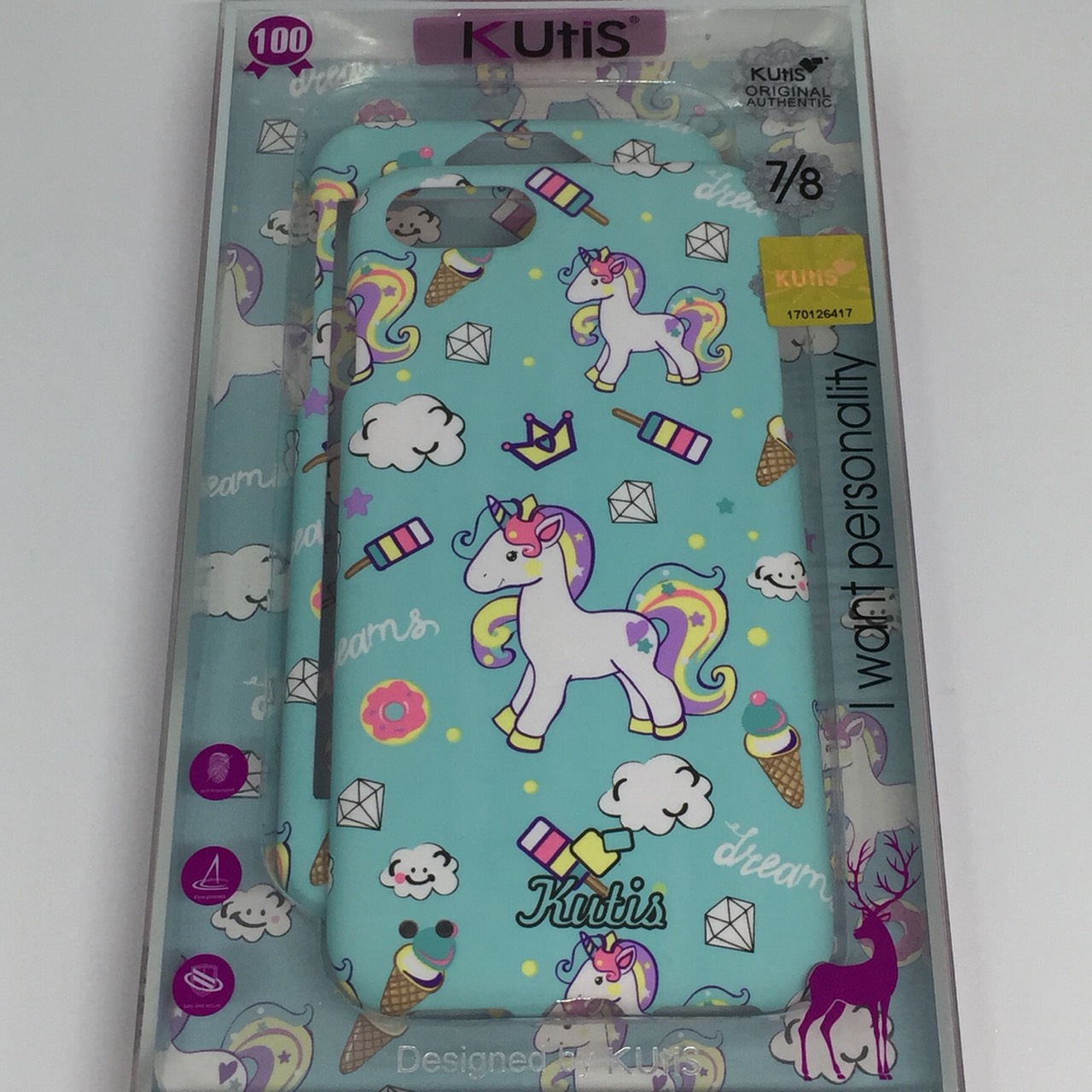 เคสคูทิส (Kutis) ไอโฟน7,8(ลายม้ายูนิคอร์นสีเขียวอ่อน)มาใหม่