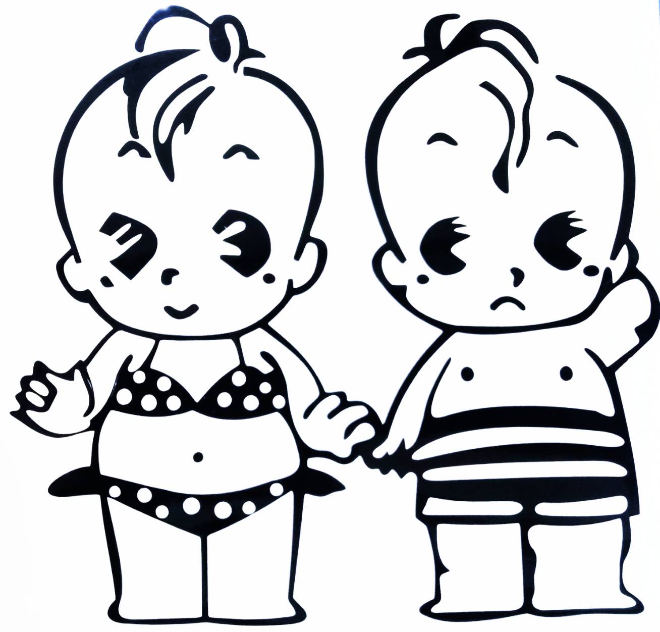 car-045 car sticker cute kids / สติ๊กเกอร์ติดรถ ลายเด็กน้อย 16x16 cm (สีดำ,ขาว,ชมพู)