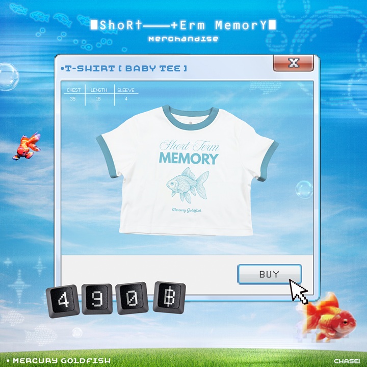 T-SHIRT [BABY TEE] MERCURY GOLDFISH : SHORT-TERM MEMORY