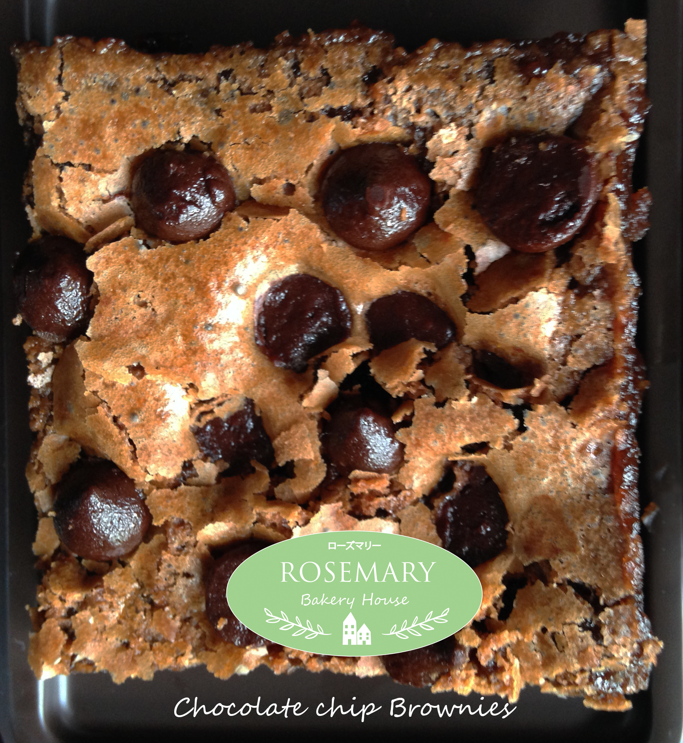 บราวนี่ส์ช็อกโกแลตชิพ Chocolate Chip Brownies (ขนาด 6 x 6 cm.)